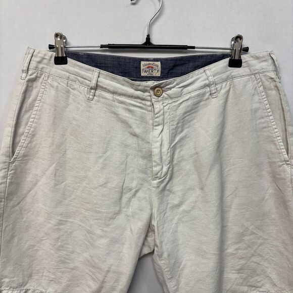 Faherty Men Flat Front Chino Shorts Size 33 Linen Blend D031 -18 - Picture 13 of 16